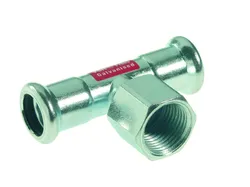 Persovergangs-T-stuk, staal, 28 x 1/2" x 28 F, verwarming, VSH XPress Staalverzinkt C1418